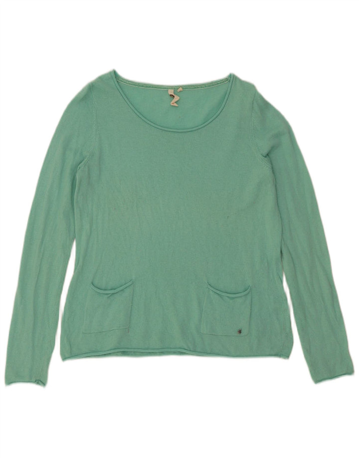 White Stuff Dame Boat Neck Jumper Sweater UK 10 Small Green Viscose