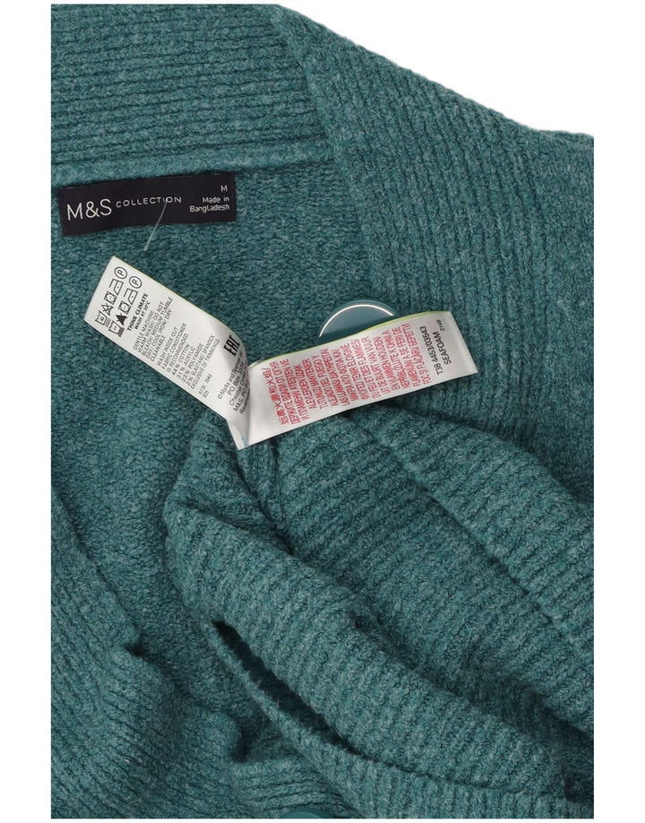 Marks & Spencer dame cardigan sweater UK 14 Medium turkis bomuld