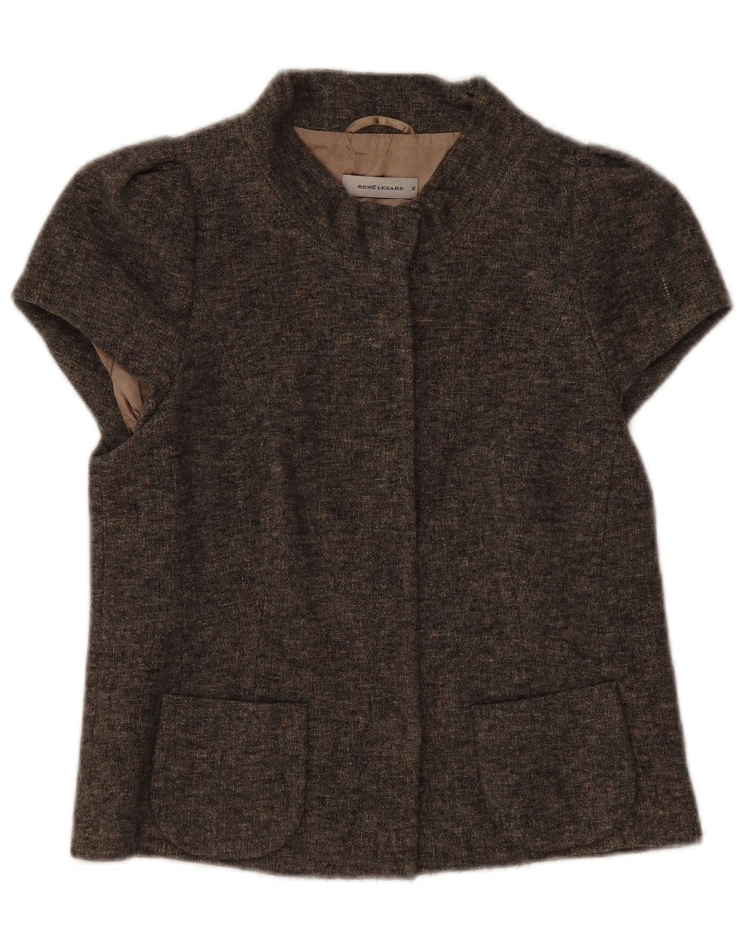 Rene Lezard kortærmet blazerjakke til kvinder EU 36 Lille grå uld
