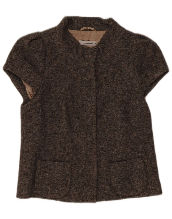 Rene Lezard kortærmet blazerjakke til kvinder EU 36 Lille grå uld