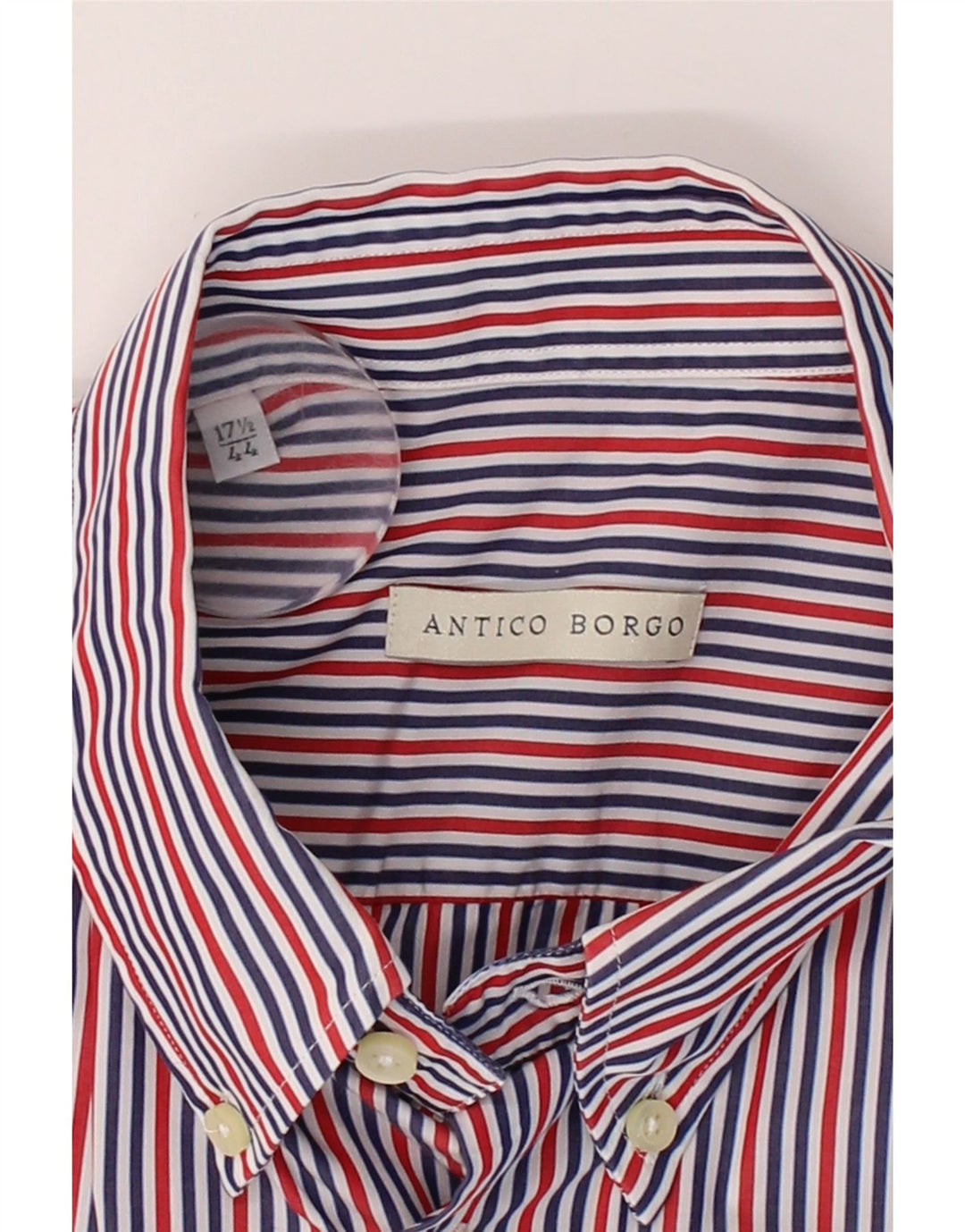 BORGO ANTICO Mens Shirt Size 17 1/2 44 XL Multicoloured Striped Vintage Borgo Antico and Second-Hand Borgo Antico from Messina Hembry 