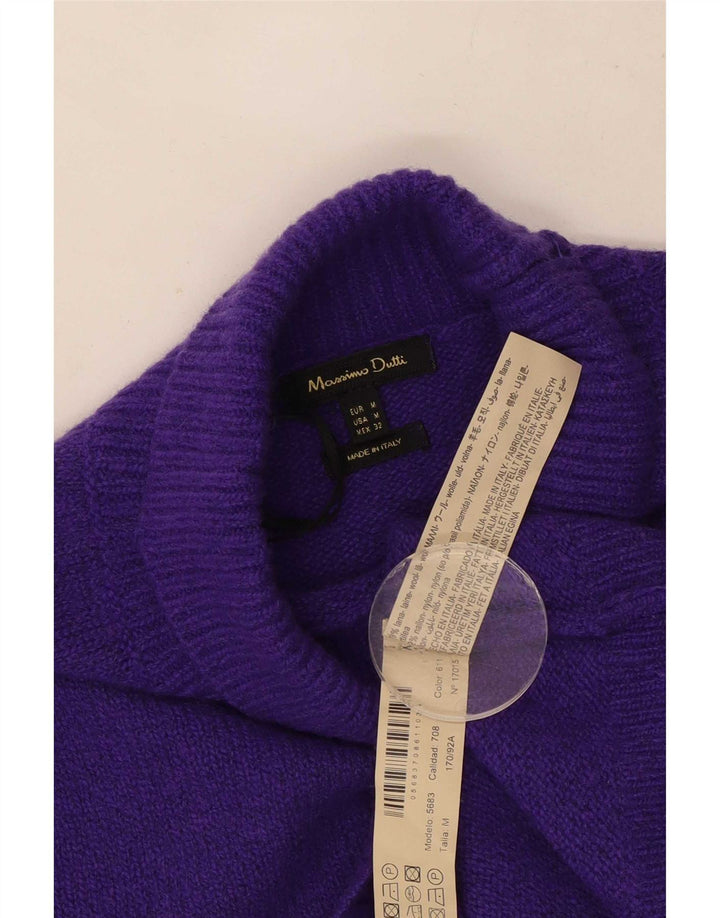 Massimo Dutti Dame Rullehals Sweater UK 14 Medium Lilla Uld