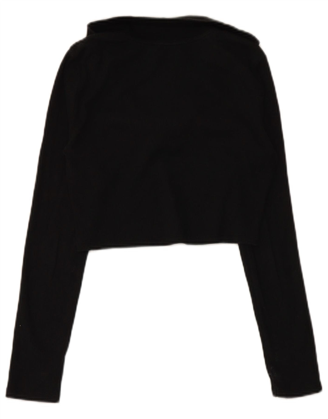Zara Dame langærmet Crop Polo Shirt UK 12 Medium Black