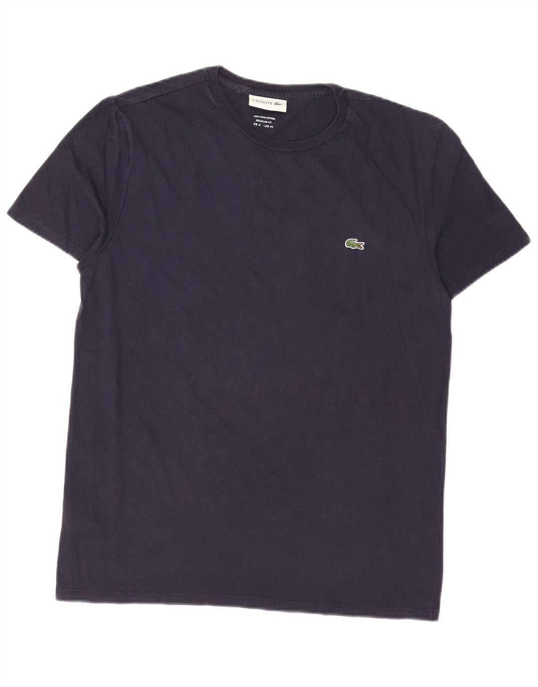 Lacoste Herre Regular Fit T-shirt Top Størrelse 4 Medium Marineblå Bomuld
