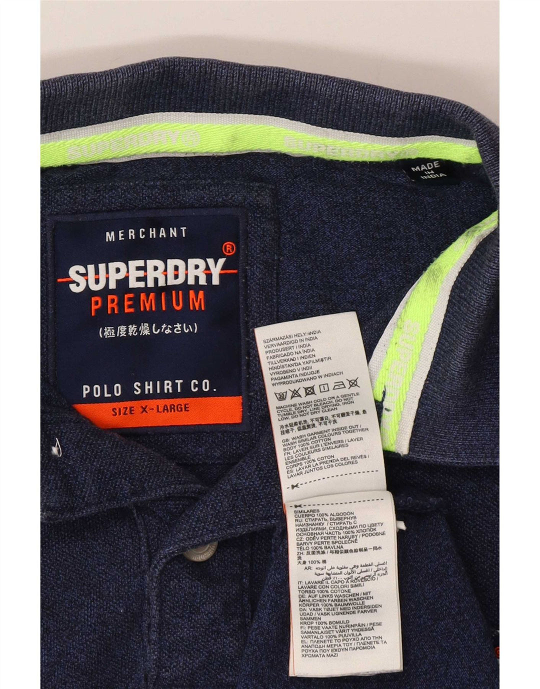 Superdry grafisk poloshirt til mænd XL marineblå bomuld