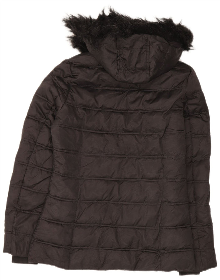 Nautica Dame Hætte Oversized Polstret Jakke UK 10 Lille Sort Polyester