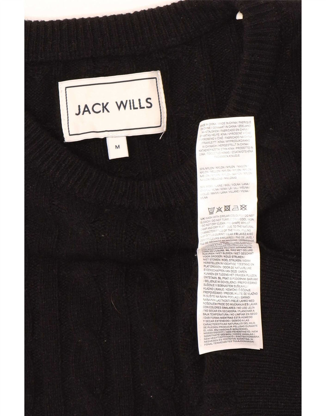 Jack Wills Herre Boat Neck Jumper Sweater Medium Sort Nylon