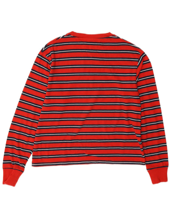 Tommy Hilfiger Dame Grafisk Top Langærmet UK 6 XS Rød Stribet