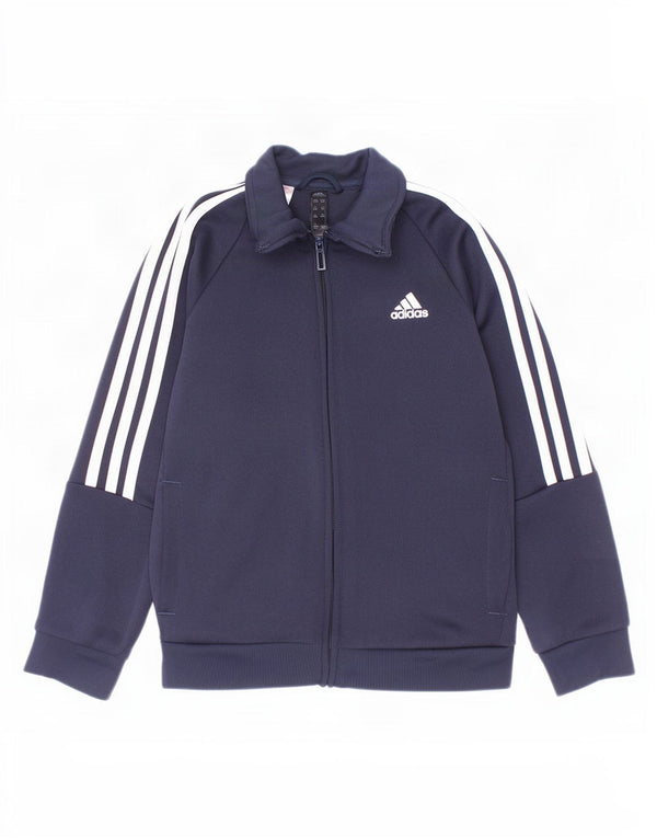 Adidas Boys Aeroready Tracksuit Top Jacket 7-8 Years Navy Blue Polyester