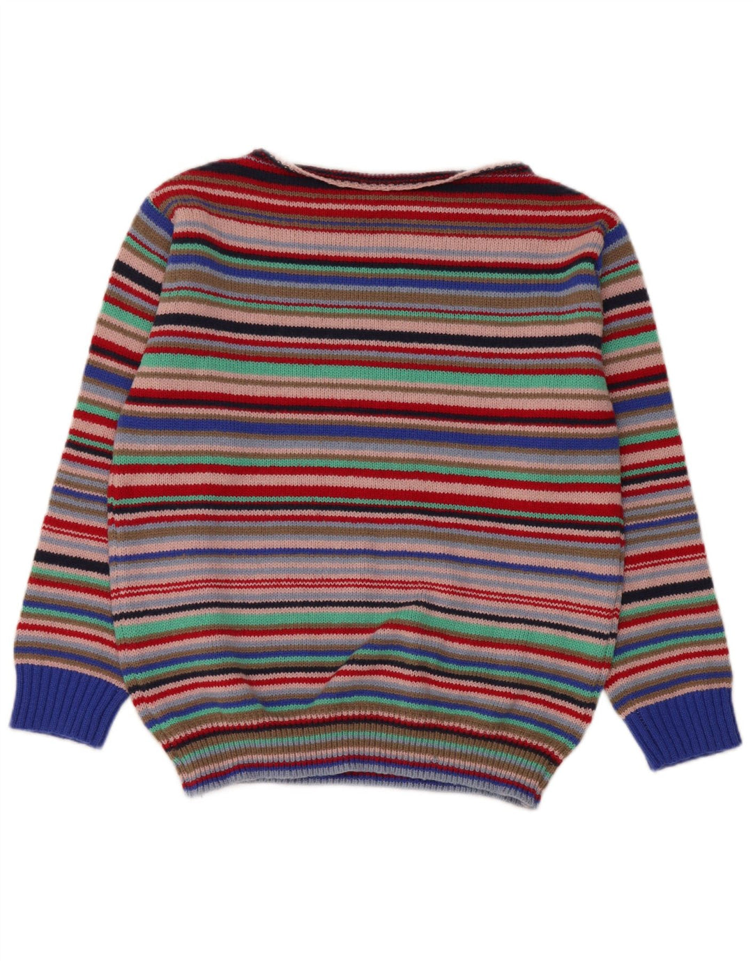 Vintage Dame Boat Neck Jumper Sweater UK 14 Medium Flerfarvet Stribet