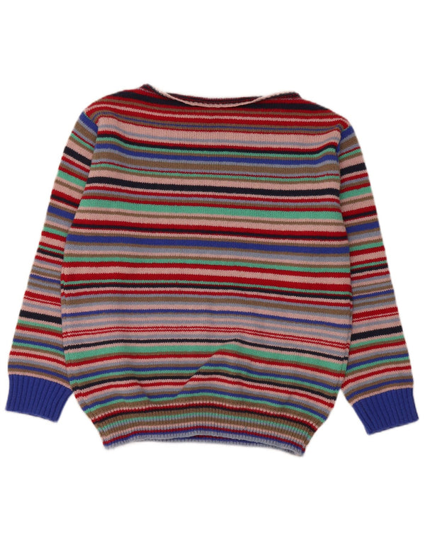 Vintage Dame Boat Neck Jumper Sweater UK 14 Medium Flerfarvet Stribet