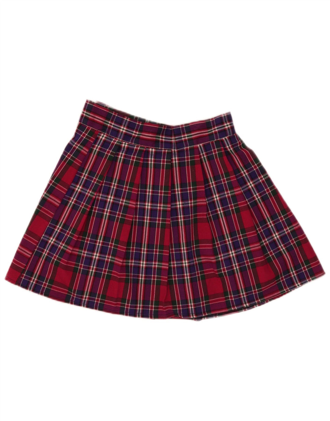 Vintage dame mini plisseret nederdel lille W25 rød ternet polyester