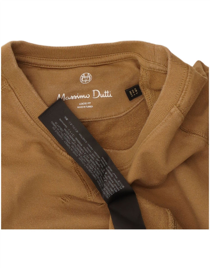 Massimo Dutti Herre Loose Fit Sweatshirt Jumper Stor Beige Bomuld