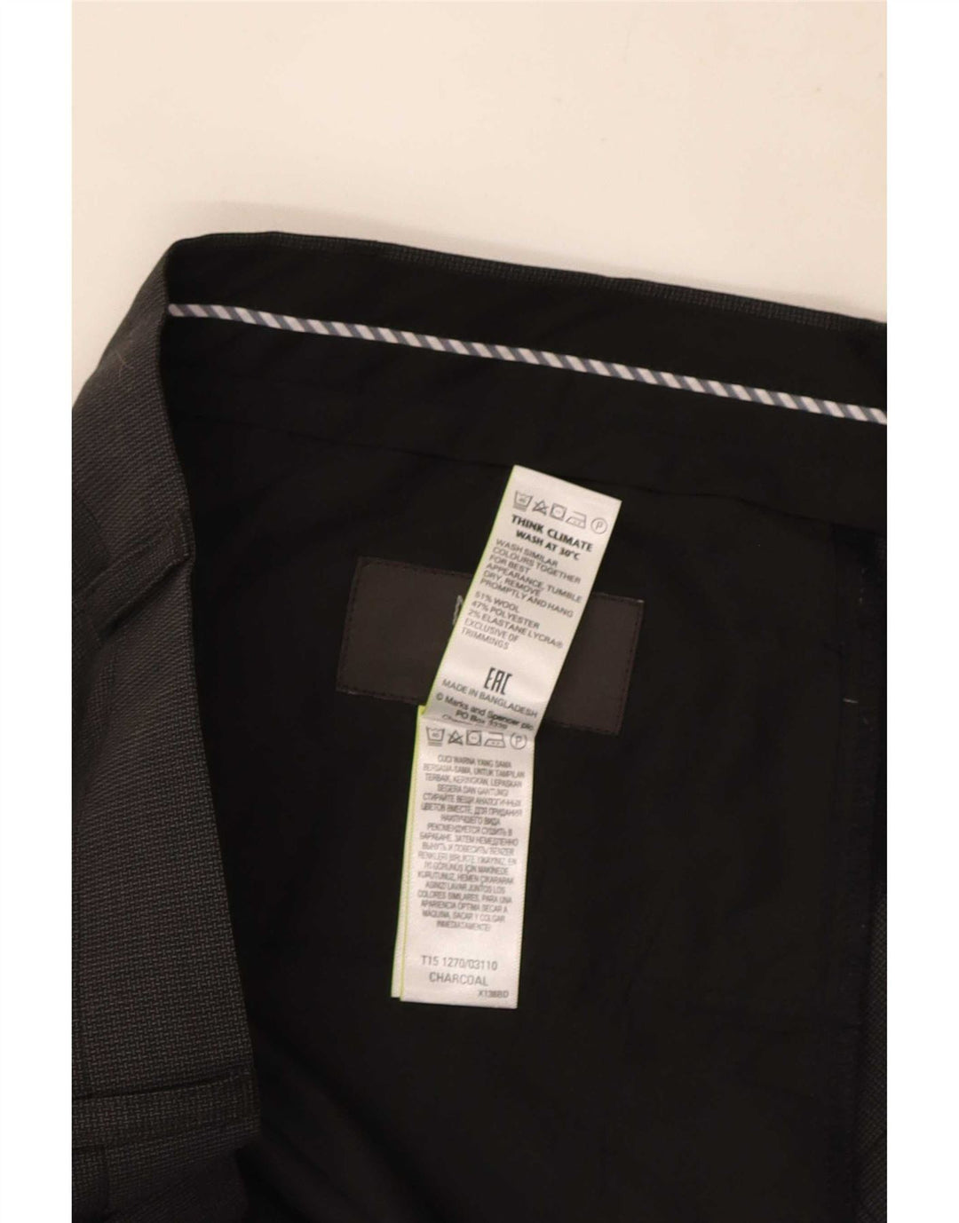 Marks & Spencer Herre Regular Fit Suit Bukser W38 L31 Sort Uld