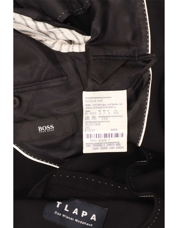 Hugo Boss Herre 2 Button Blazer Jacket UK 40 Large Black Viscose
