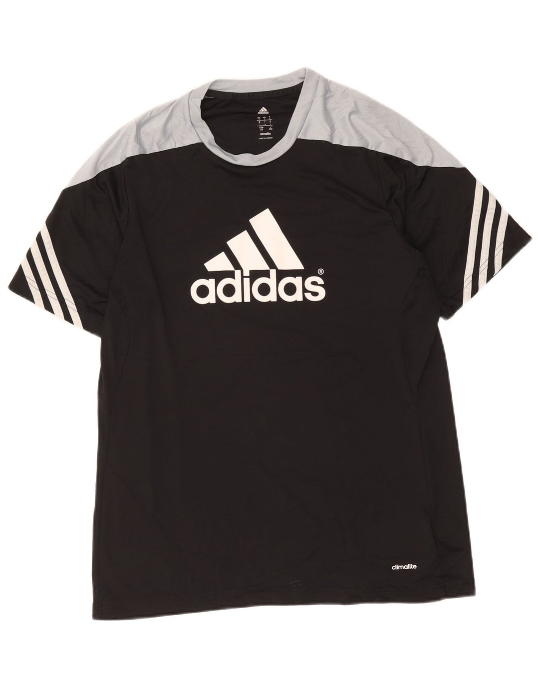 Adidas Herre Climalite Grafisk T-Shirt Top Stor Sort Colourblock Polyester