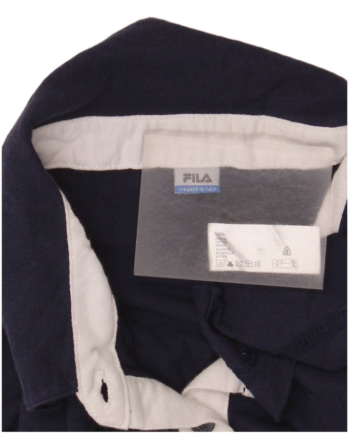 Fila Dame Polo Shirt UK 12 Medium Navy Blue Bomuld
