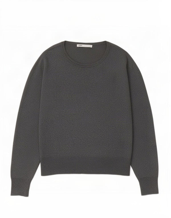 Zara Womens Oversized Boat Neck Jumper Sweater UK 10 Small Grey Viscose