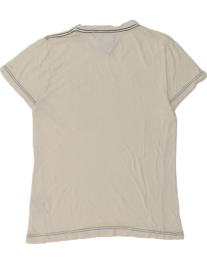 TOMMY HILFIGER Mens Graphic T-Shirt Top Small White Cotton Vintage Tommy Hilfiger and Second-Hand Tommy Hilfiger from Messina Hembry 