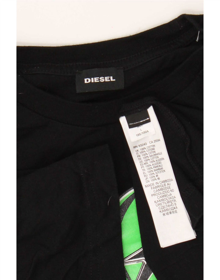 Diesel Herre Grafisk T-Shirt Top Stor Sort Bomuld