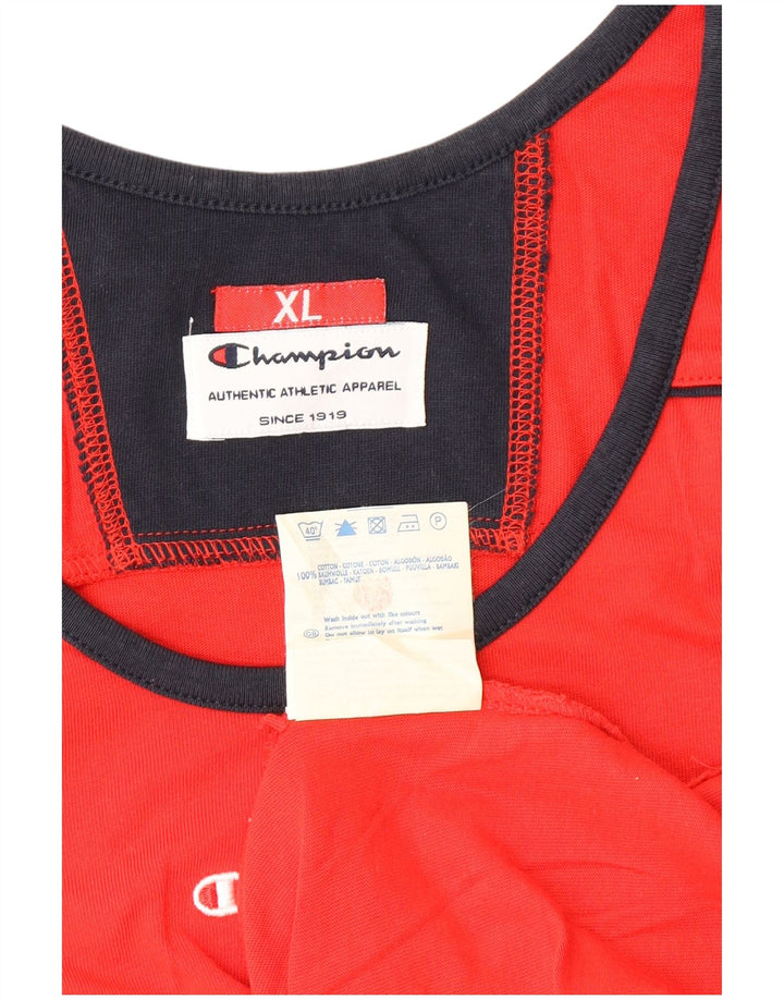 CHAMPION Herre Grafisk Vest Top XL Rød Colourblock Bomuld