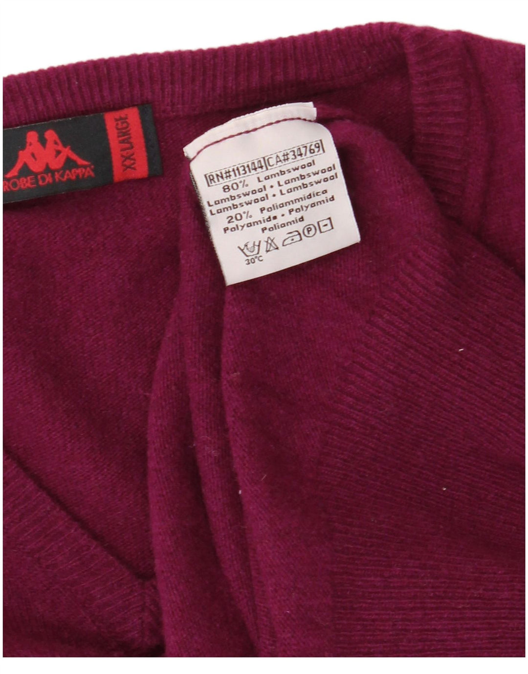 KAPPA Herre V-hals sweater 2XL Lilla lammeuld
