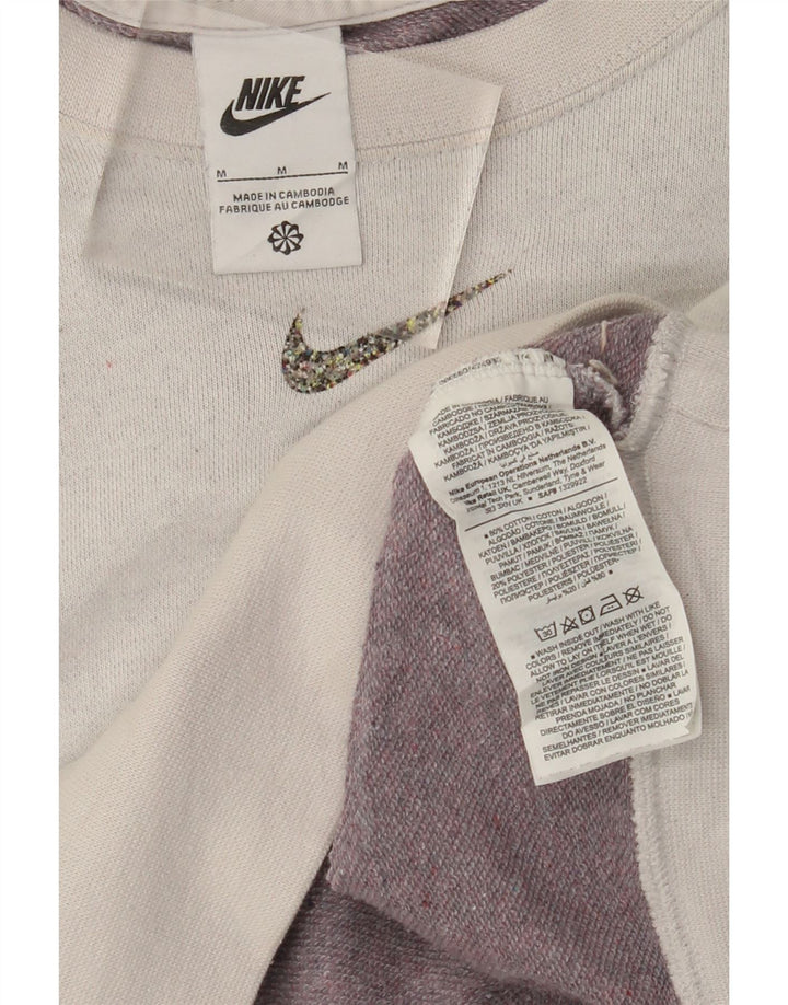 NIKE Womens Crop Oversized Sweatshirt Jumper UK 14 Medium Grey Bomuld