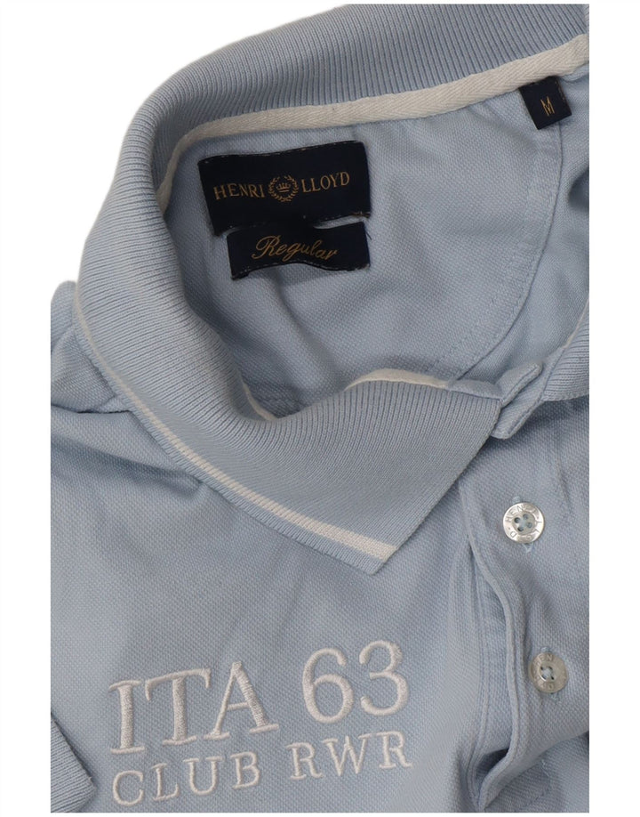 HENRI LLOYD Mens Regular Graphic Polo Shirt Medium Blue Cotton