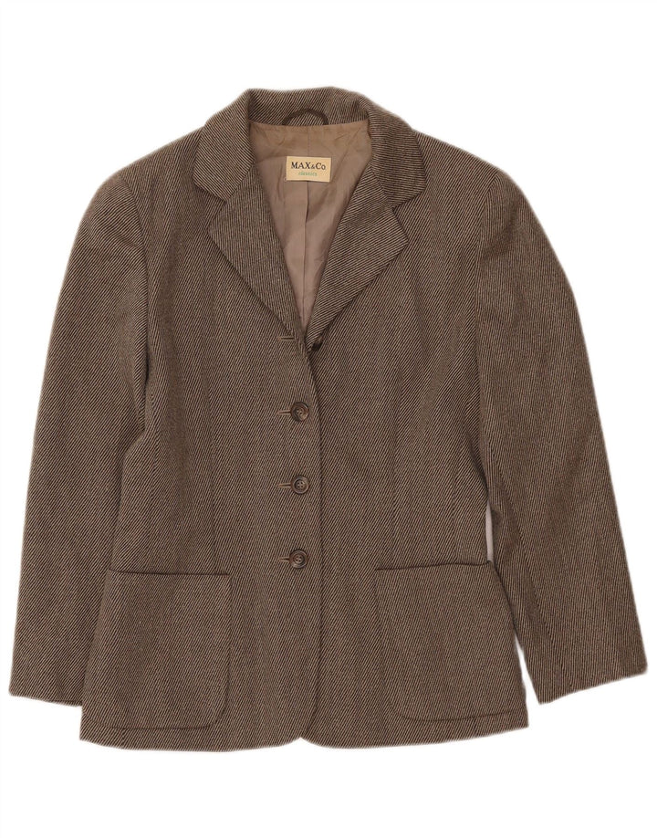 MAX & CO. Womens Classics Blazer Jacket UK 10 Small Brown Pinstripe