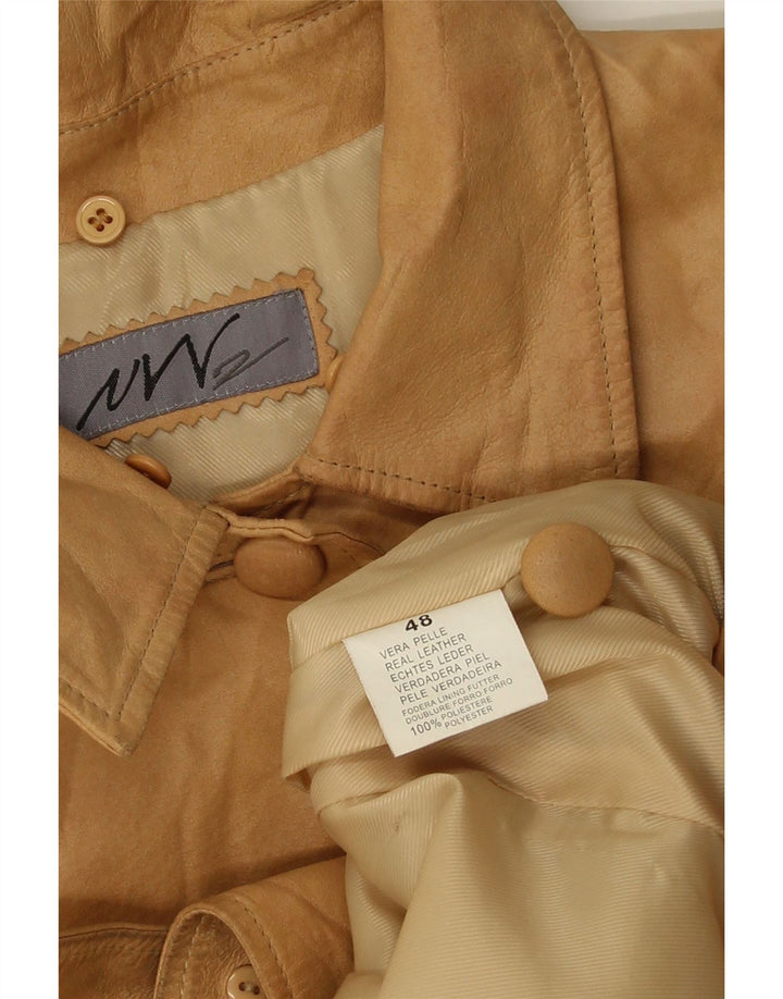 Vintage læderjakke til kvinder UK 18 XL beige læder