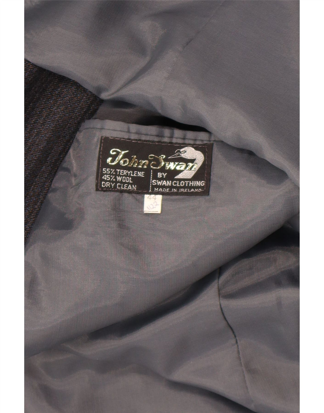 Vintage Herre 2-knaps blazerjakke UK 44 2XL Gråstribet Terylene