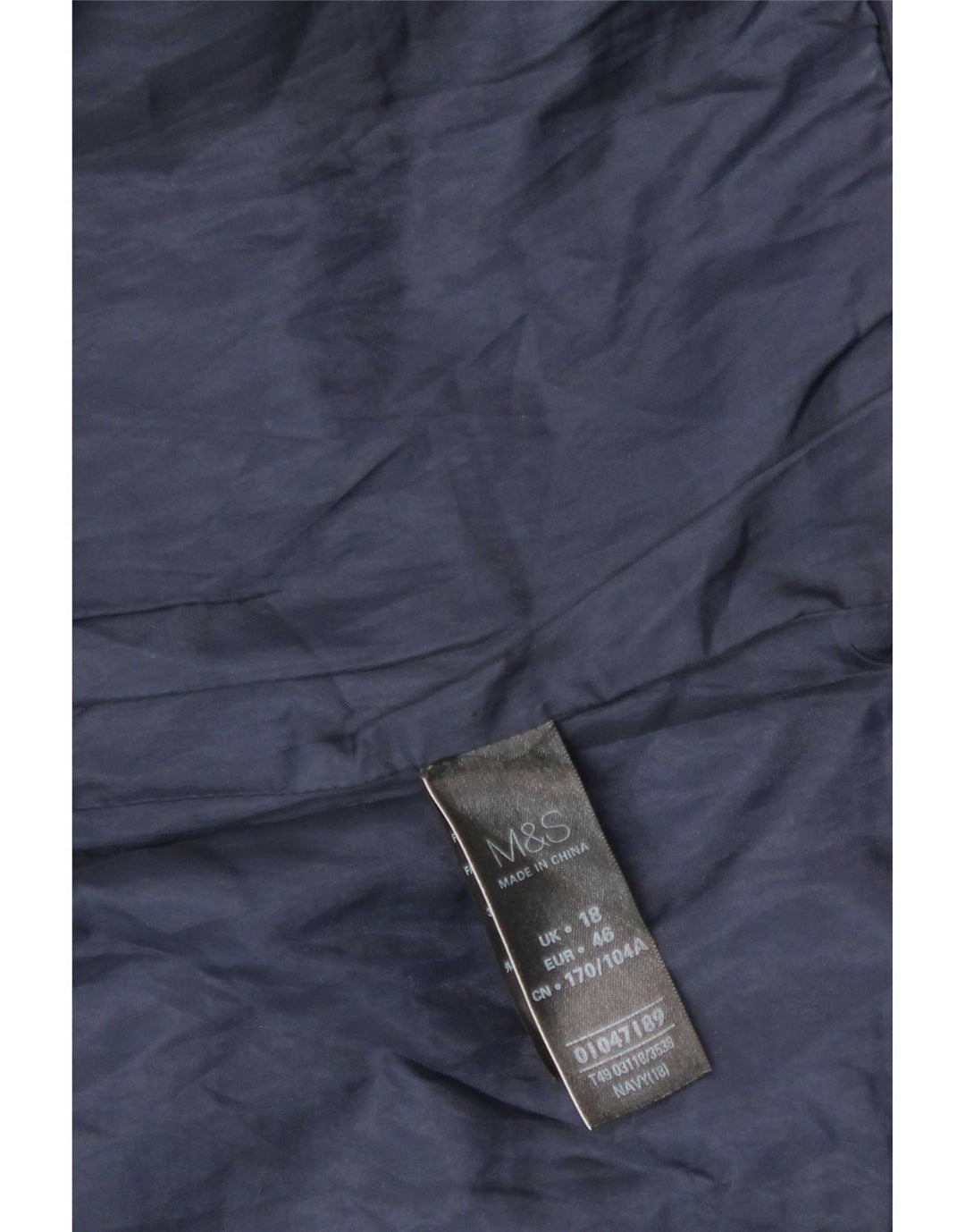 Marks & Spencer, polstret hættejakke til kvinder, UK 18 XL marineblå polyamid