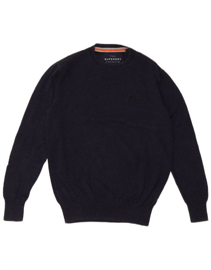 SUPERDRY Herre sweater med rund hals, lille marineblå bomuld