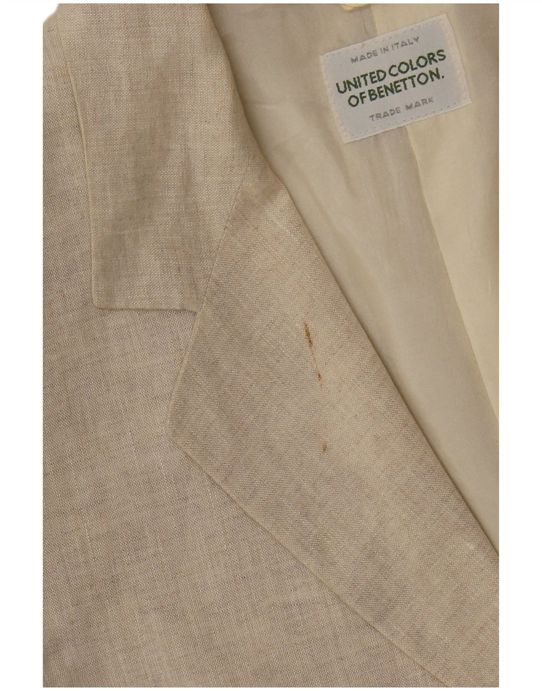 Benetton Dame 2 Button Blazer Jacket IT 40 Small Beige Linen