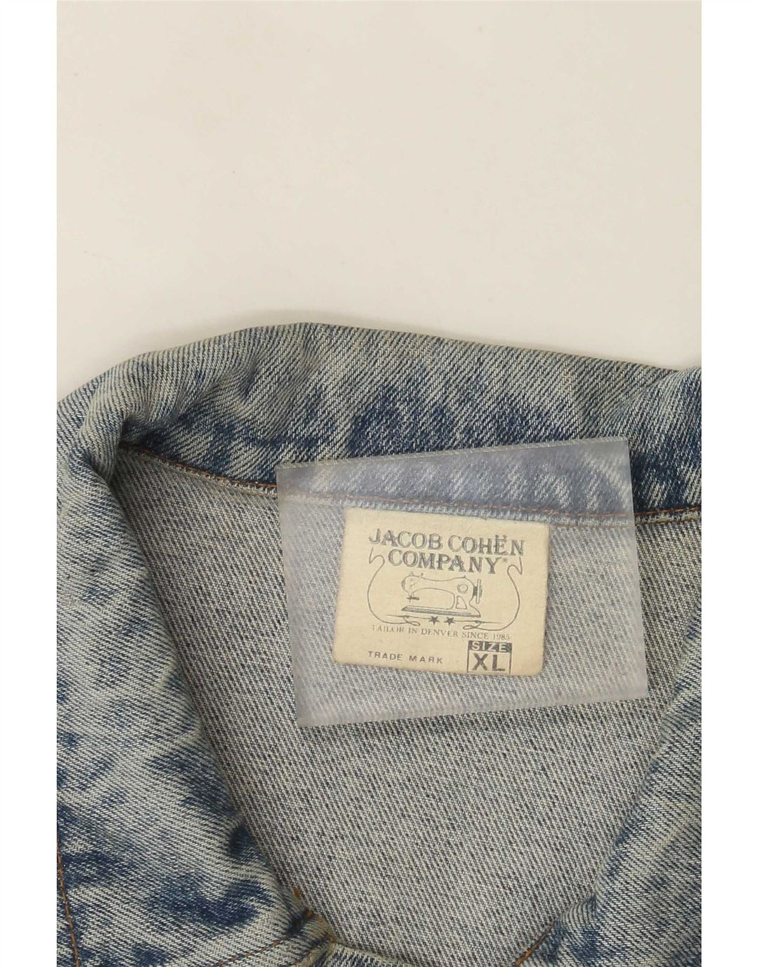 Jacob Cohen Herre Distressed Denim Jacket UK 42 XL Blå Bomuld