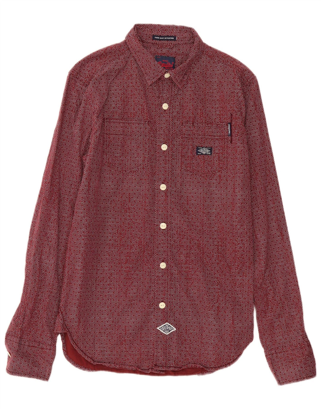 Superdry Herreskjorte Medium Burgundy plettet bomuld