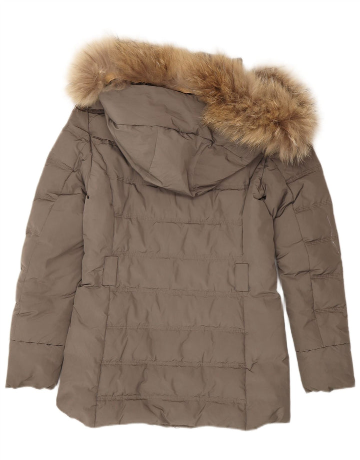 Woolrich Polstret frakke med hætte til kvinder UK 6 XS Grå polyester vinter