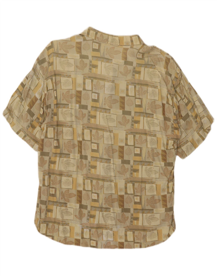 Vintage Kortærmet Herreskjorte Medium Beige Floral