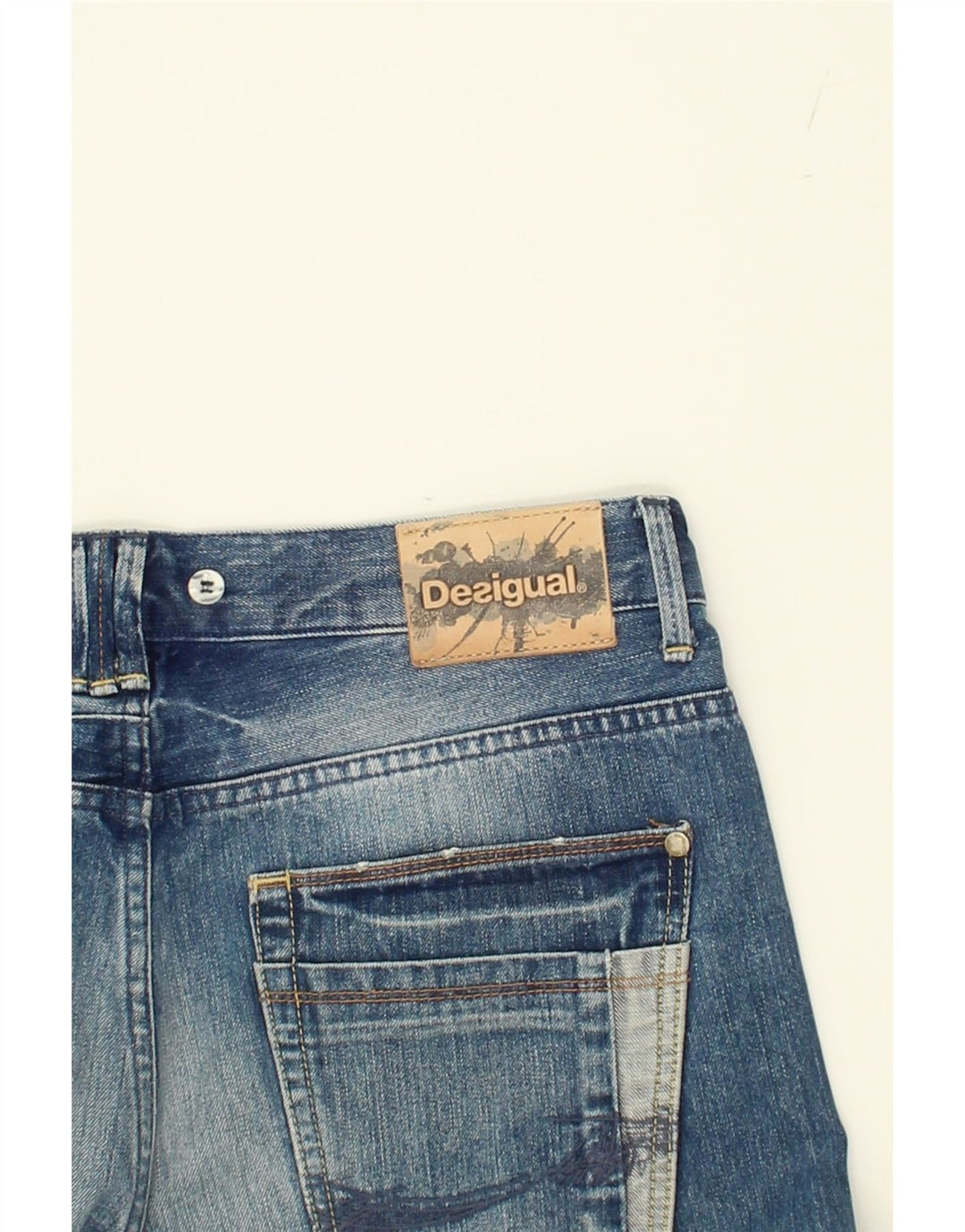 DESIGUAL Womens Distressed Slim Jeans W32 L27 Blue Cotton Vintage Desigual and Second-Hand Desigual from Messina Hembry 