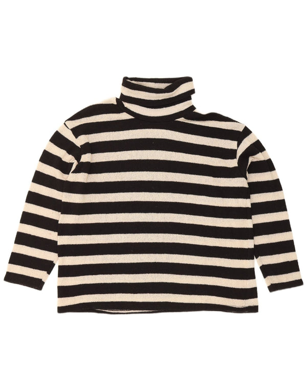Zara Dame Oversized rullehals sweater UK 10 Lille sort stribet