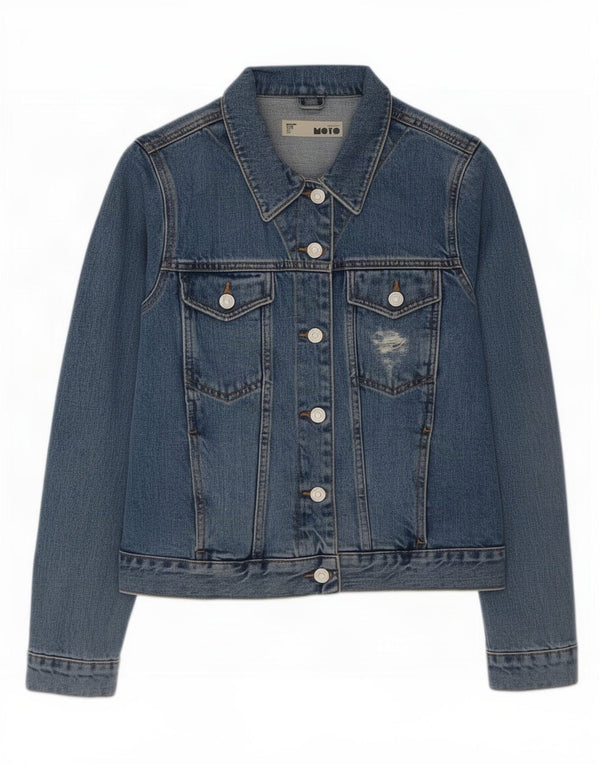 Topshop Womens Denim Jacket UK 10 Small Blue Cotton
