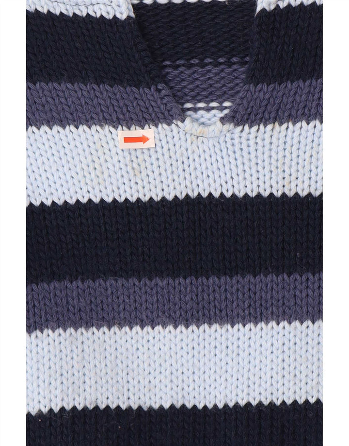 Vintage Dame V-hals Jumper Sweater UK 12 Medium Flerfarvet Stribet