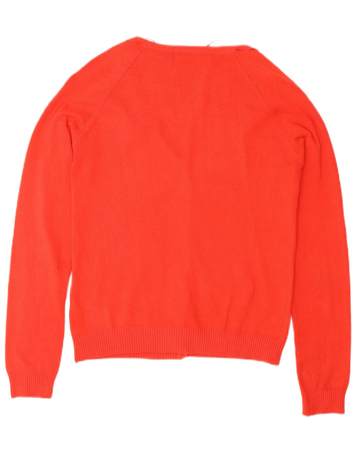 Zara Dame Cardigan Sweater UK 12 Medium Rød Bomuld
