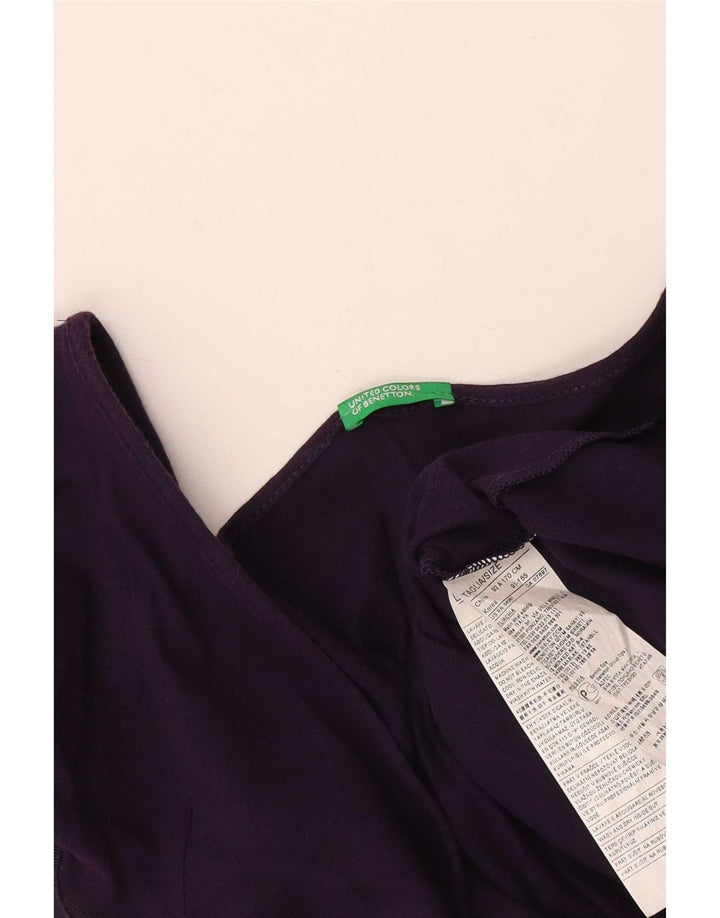 Benetton Damebluse Top UK 14 Stor Lilla Bomuld