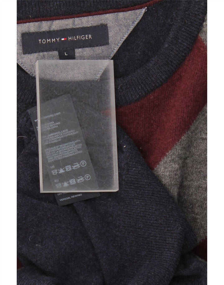 TOMMY HILFIGER Mens Crew Neck Jumper Sweater Large Navy Blue Vintage Tommy Hilfiger and Second-Hand Tommy Hilfiger from Messina Hembry 