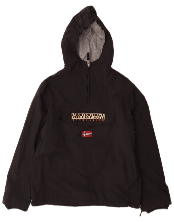 NAPAPIJRI drenge grafisk hættejakke anorak 11-12 år sort polyamid