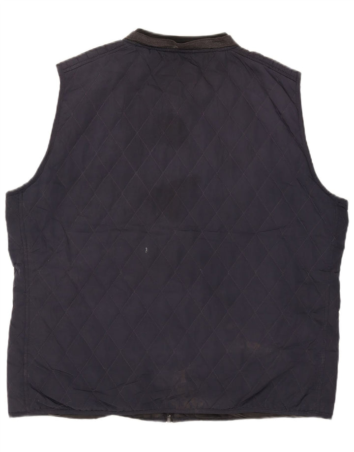 Zara Herre Quiltet Gilet UK 44 2XL Navy Blue Polyester
