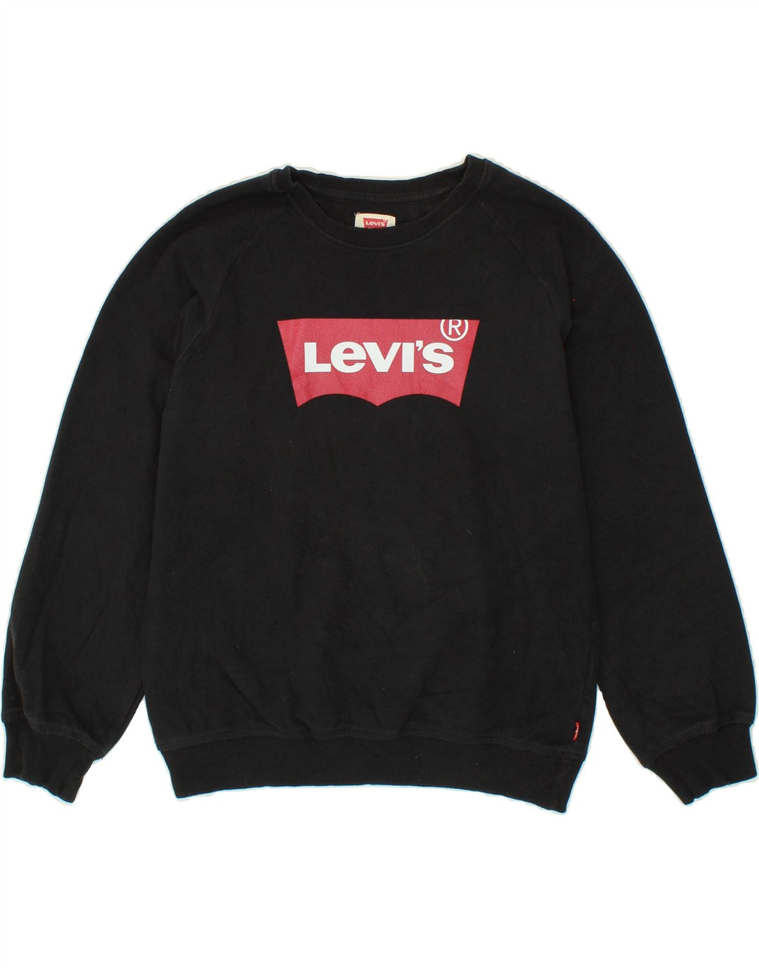 LEVI'S Boys Graphic Sweatshirt Jumper 12-13 Years XL Black Cotton Vintage Levi's and Second-Hand Levi's from Messina Hembry 