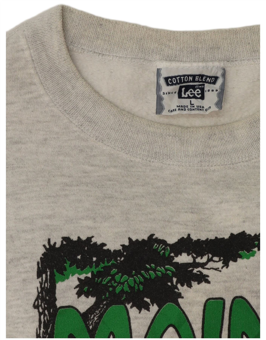 Lee Graphic Sweatshirt Jumper Large Grå Flecked Bomuld