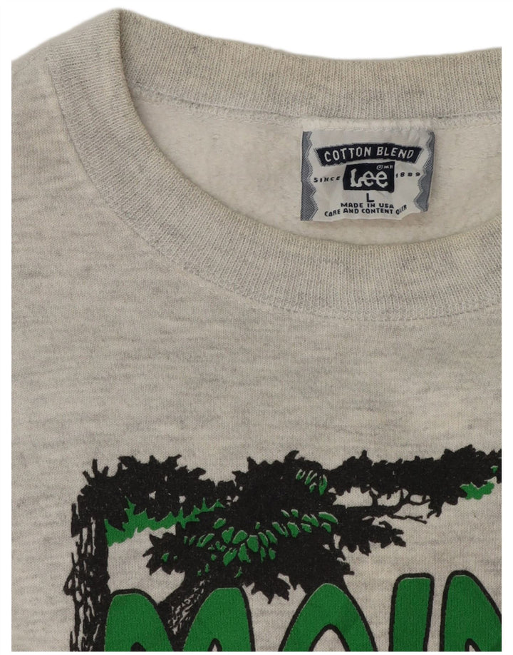 Lee Graphic Sweatshirt Jumper Large Grå Flecked Bomuld